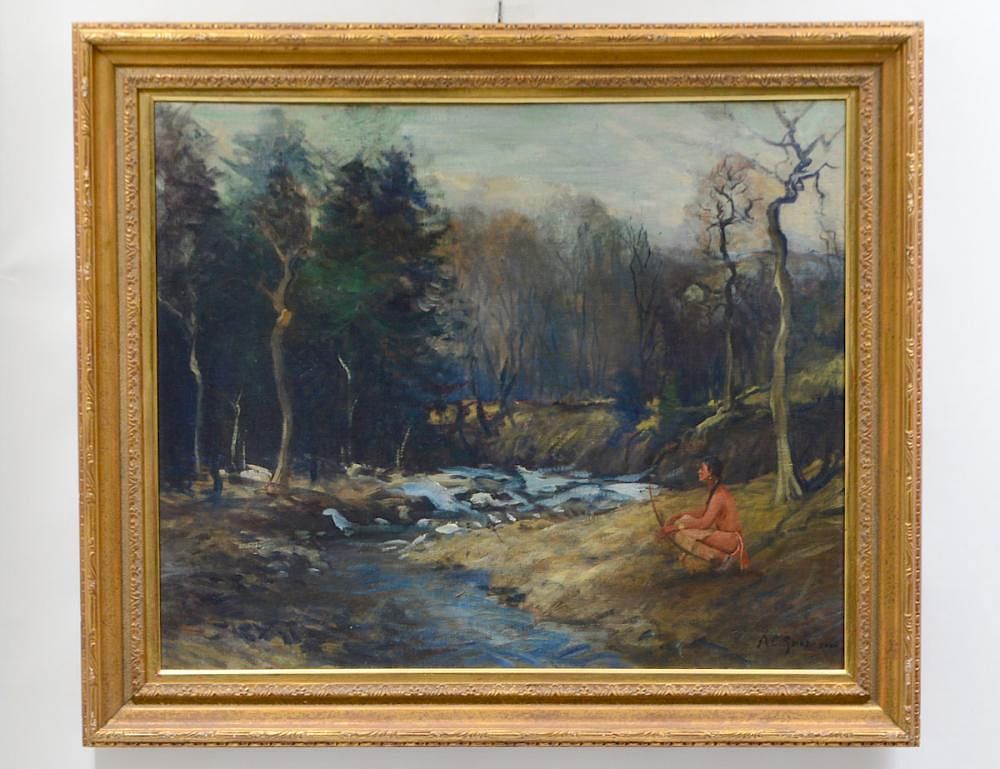 Appraisal: ARTHUR CLIFTON GOODWIN American - Landscape with Figure Signed l