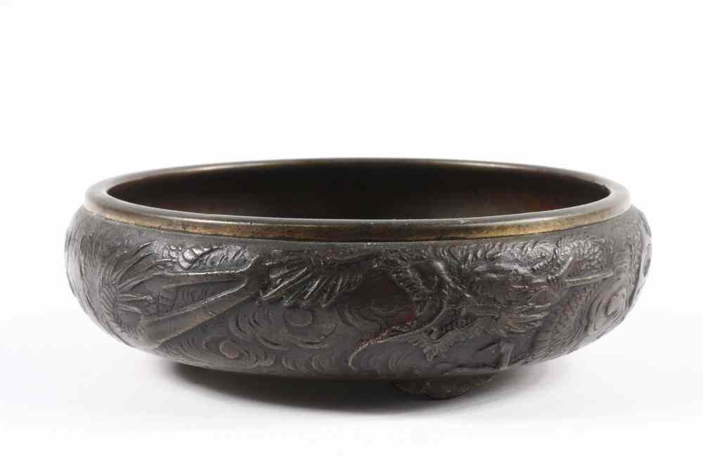 Appraisal: JAPANESE BRONZE BOWL - Early Meiji Period Low Bronze Bowl