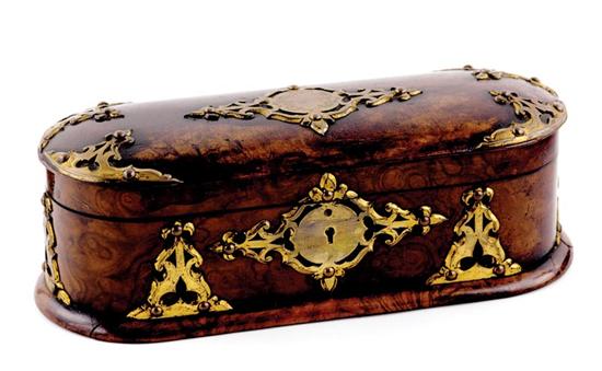 Appraisal: Victorian walnut and burl glove box late th century lozenge