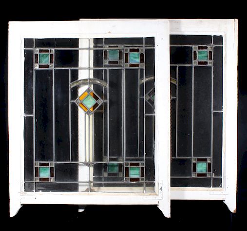 Appraisal: Art Deco Transom Stain Glass Windows Offered in this lot