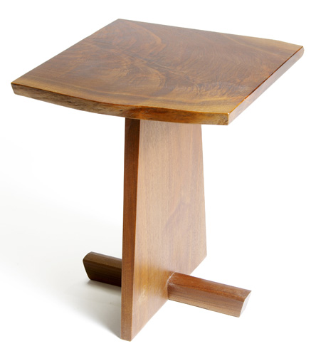 Appraisal: GEORGE NAKASHIMA English burl walnut side table with free-edge top