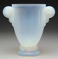 Appraisal: E ETLING OPALESCENT VASE Large opalescent vase with two molded