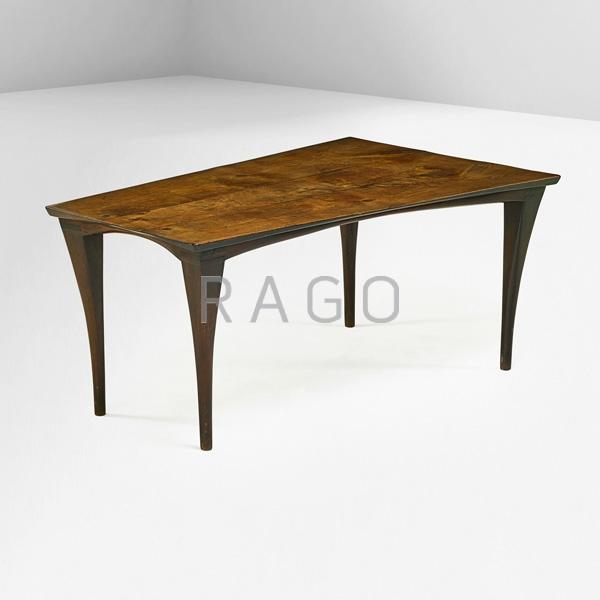 Appraisal: WHARTON ESHERICK Fine trapezoidal dining table Condition Report Top made