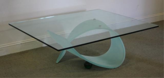 Appraisal: Ribbon Form Glass Top Coffee Table From an E th