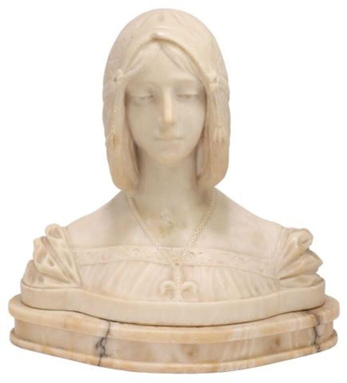 Appraisal: Italian carved alabaster sculpture Bust of a Young Woman in