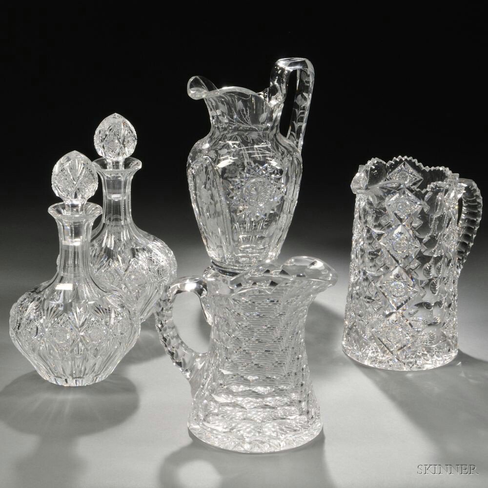 Appraisal: Five Pieces of American Colorless Cut Glass late th early