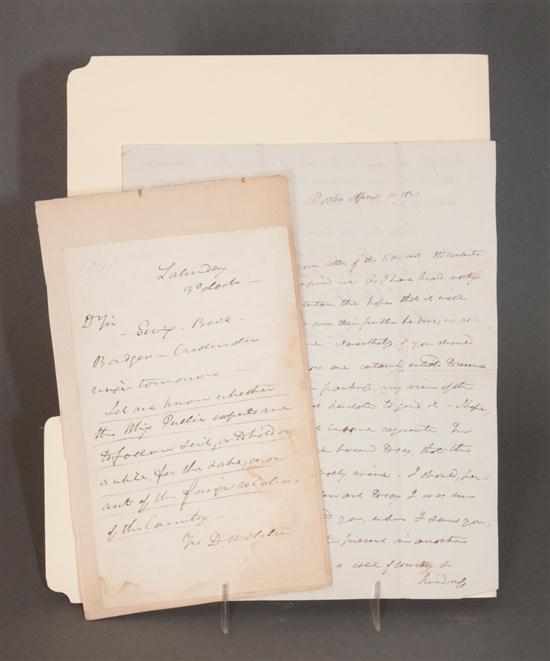 Appraisal: Americana Autographs Two items written by Daniel Webster ALS Boston