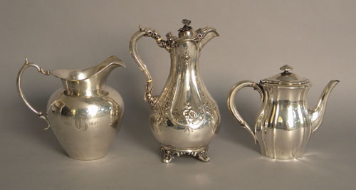 Appraisal: Two silver pitchers h and h together with a teapot