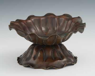 Appraisal: A Japanese Bronze Lotus Bowl Cast bronze with brown patina