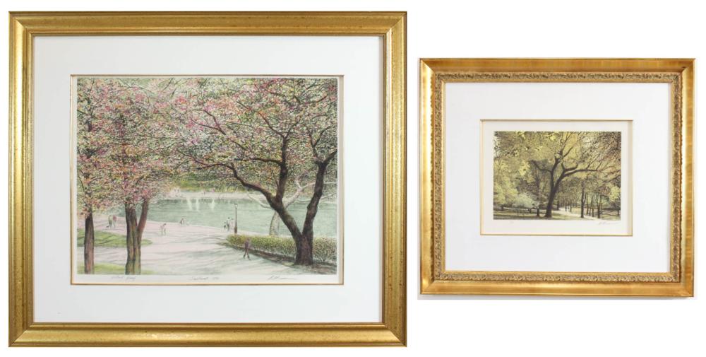 Appraisal: HAROLD ALTMAN Pennsylvania France - two lithographs park scenes one