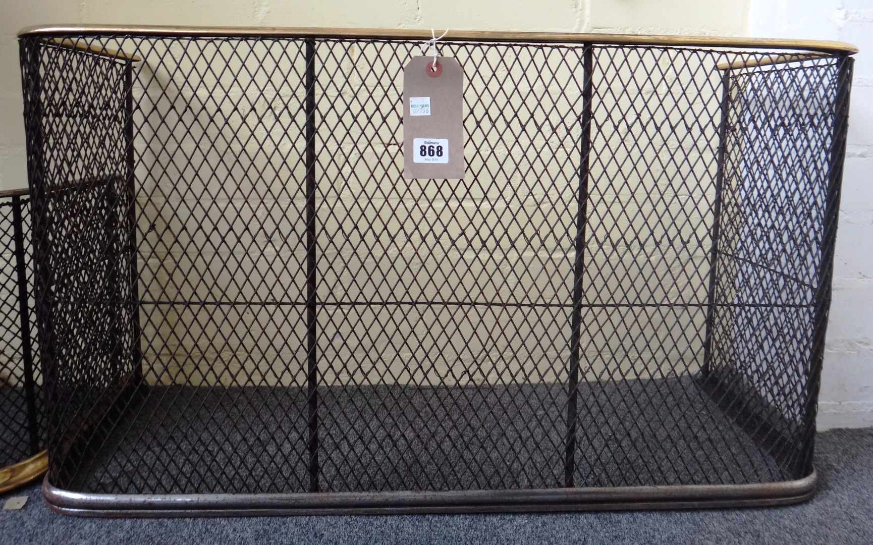 Appraisal: A Victorian brass and wire mesh nursery fender cm wide