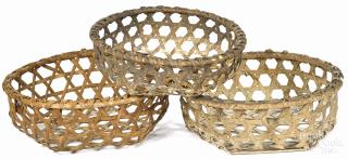 Appraisal: Three cheese baskets th c largest - '' h ''