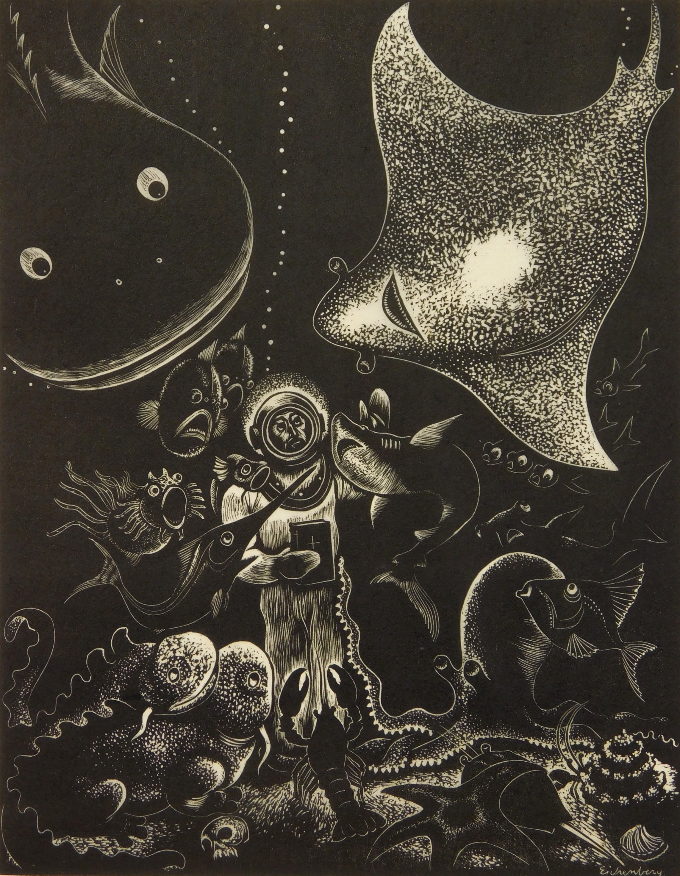 Appraisal: Fritz Eichenberg - St Francis and The Fishes''- wood engraving