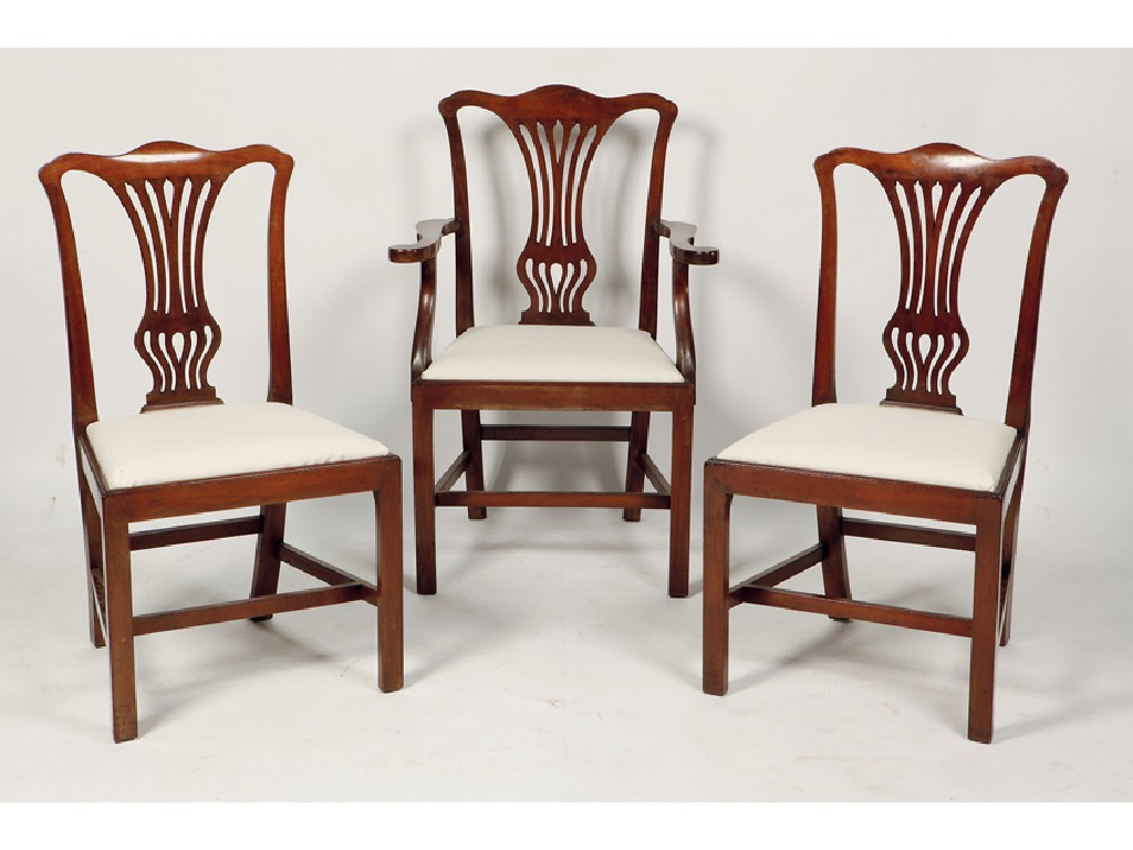 Appraisal: A SET OF TEN GEORGE III STYLE MAHOGANY DINING CHAIRS