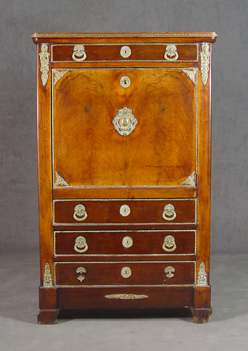 Appraisal: French Walnut Abbatant Secretaire th Century One drawer over drop-front