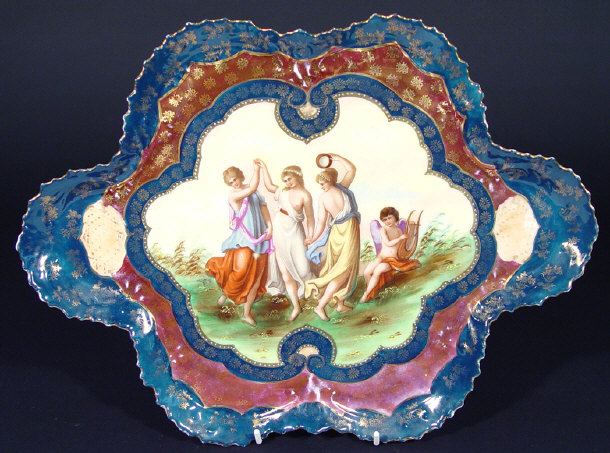 Appraisal: Continental porcelain cabaret tray printed with dancing maidens onto a