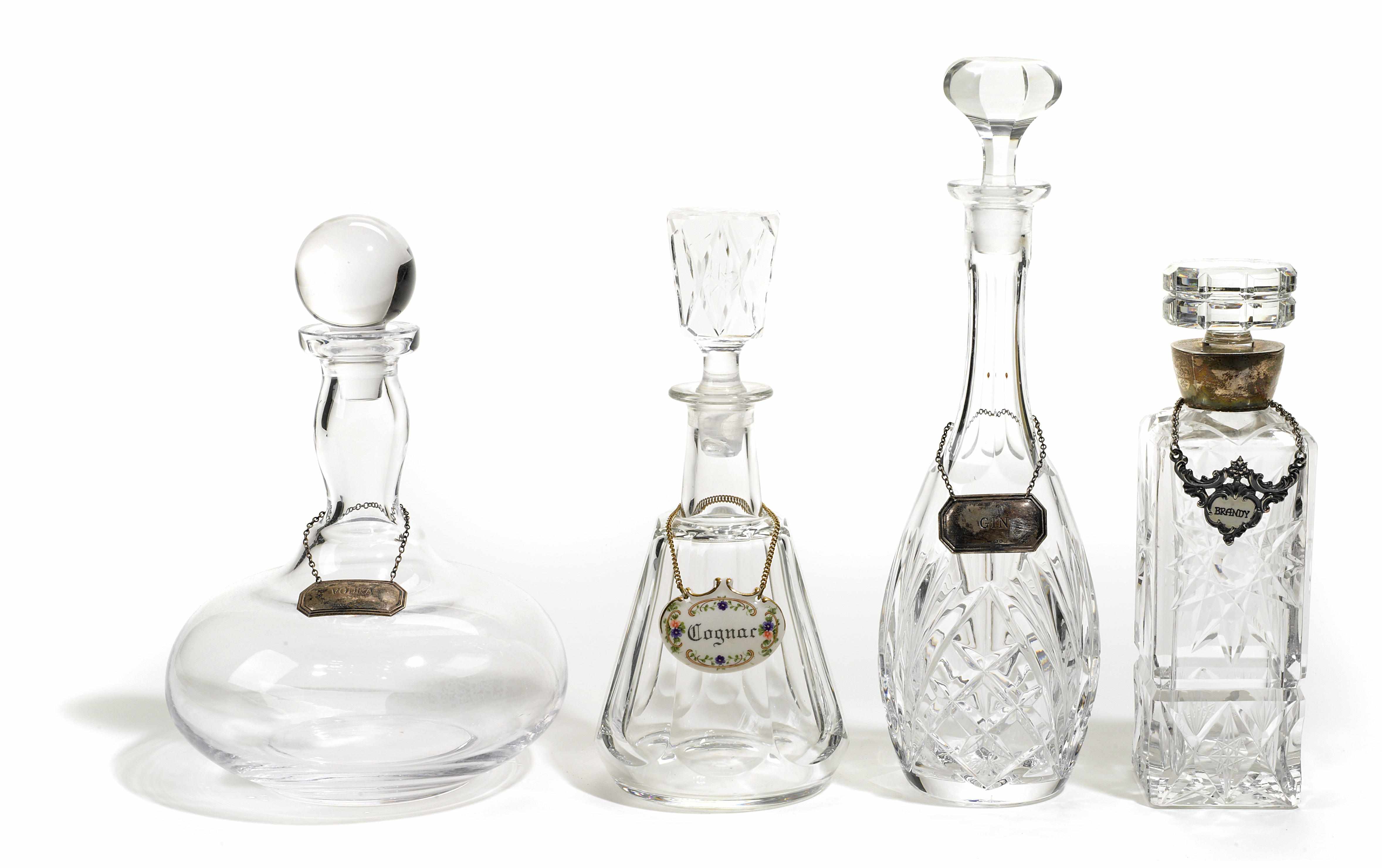 Appraisal: A group of ten cut glass decanters and stoppers with