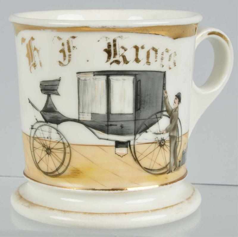 Appraisal: Carriage Maker Shaving Mug Description Beautiful image of man working