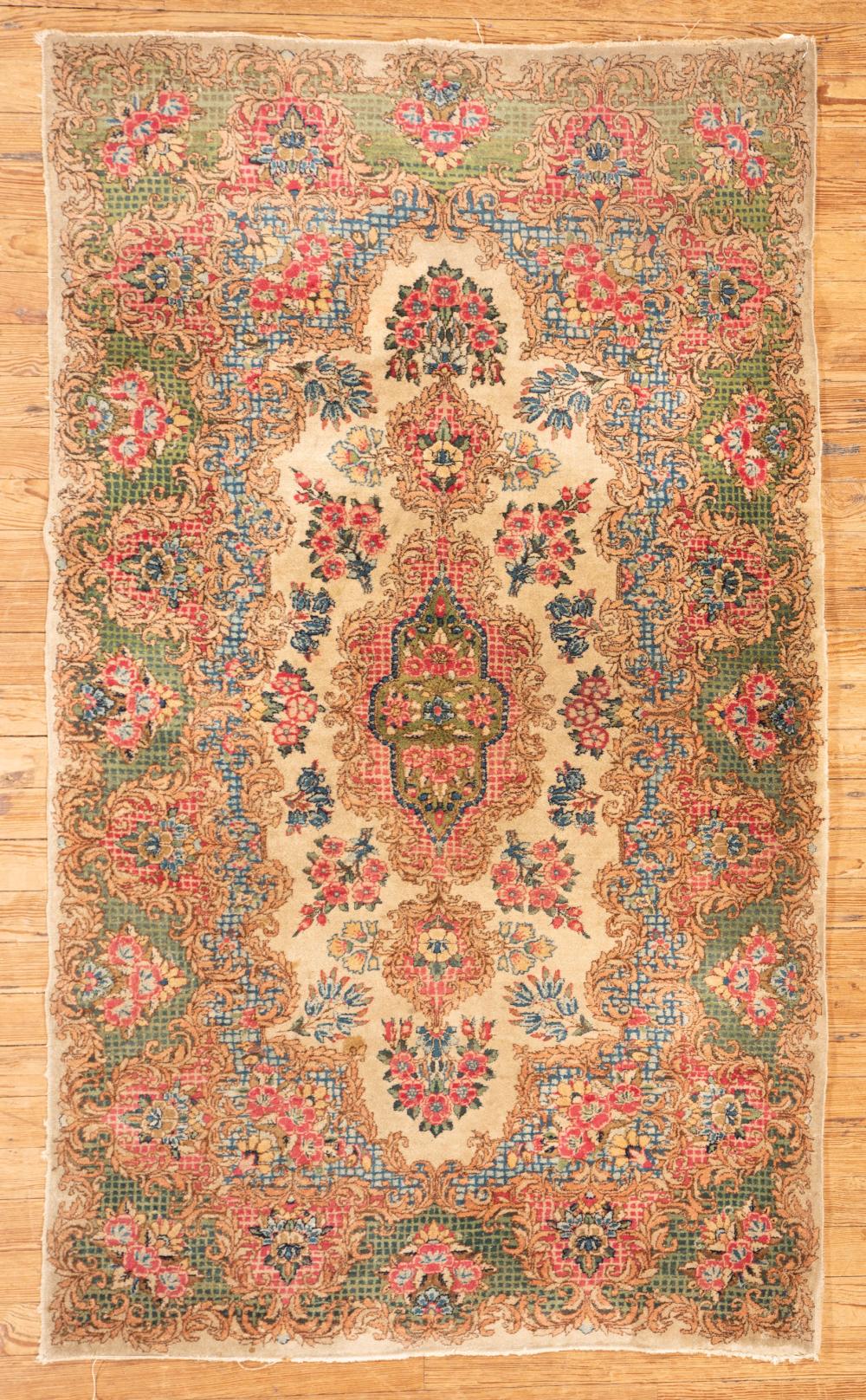 Appraisal: Persian Prayer Rug floral medallion motif in green blue red