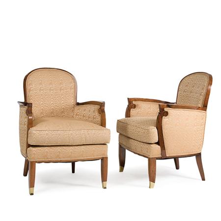 Appraisal: Jules Leleu French - Pair of Upholstered Bergeres Estimate -