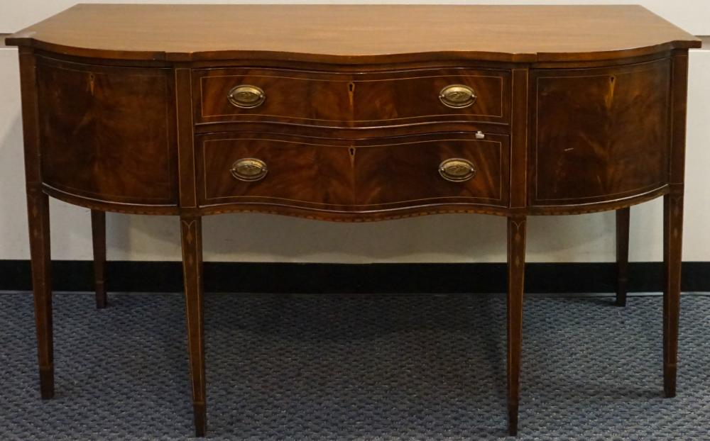 Appraisal: Federal Style Inlaid Mahogany Serpentine Front Sideboard x x in