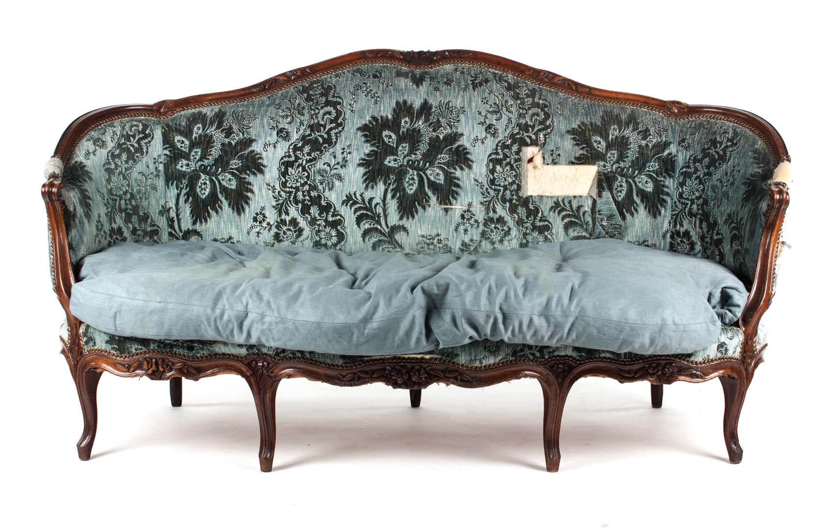 Appraisal: Louis XV carved walnut canap circa attributed to Pierre Nogaret