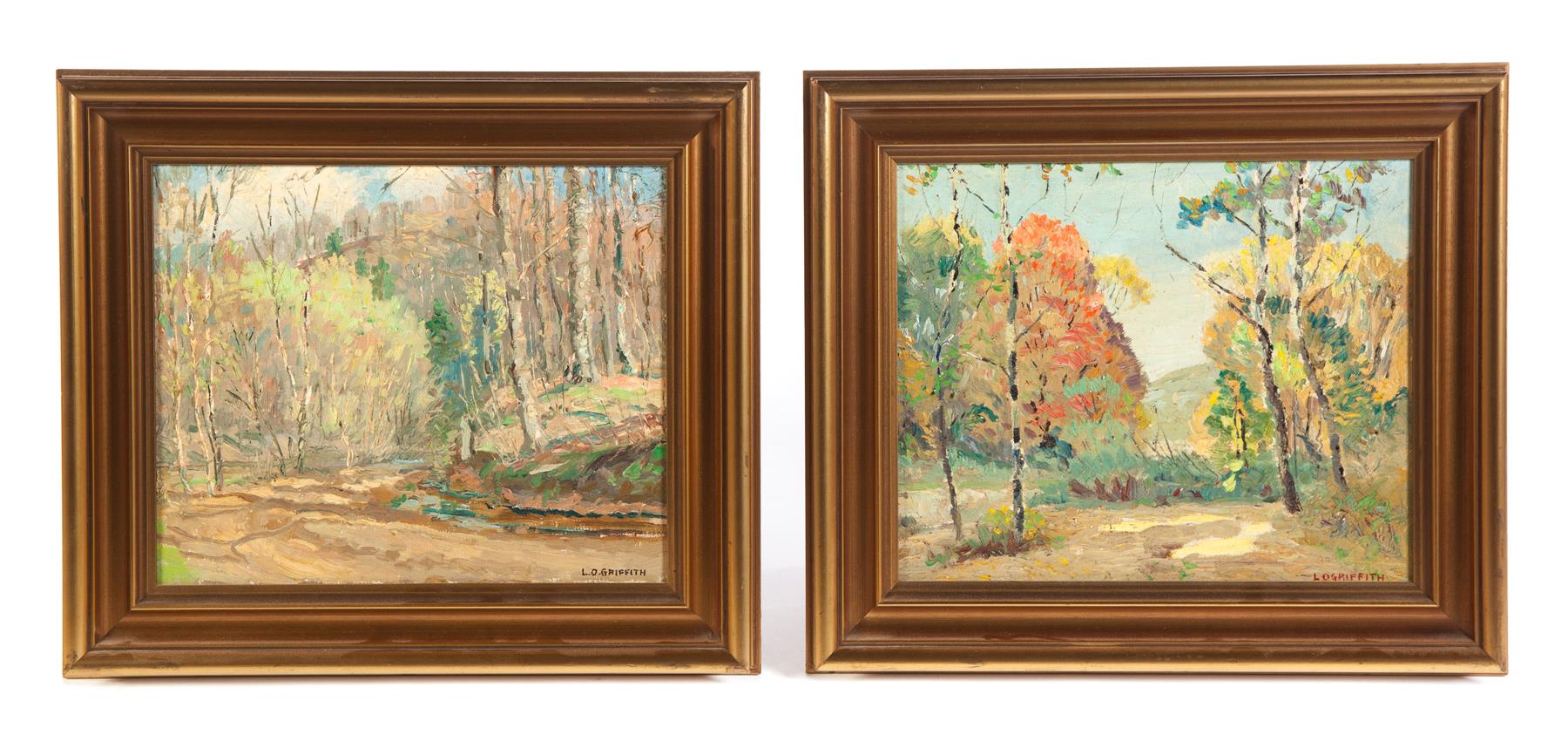 Appraisal: TWO FRAMED OIL ON BOARD LANDSCAPES SIGNED L O GRIFFITH