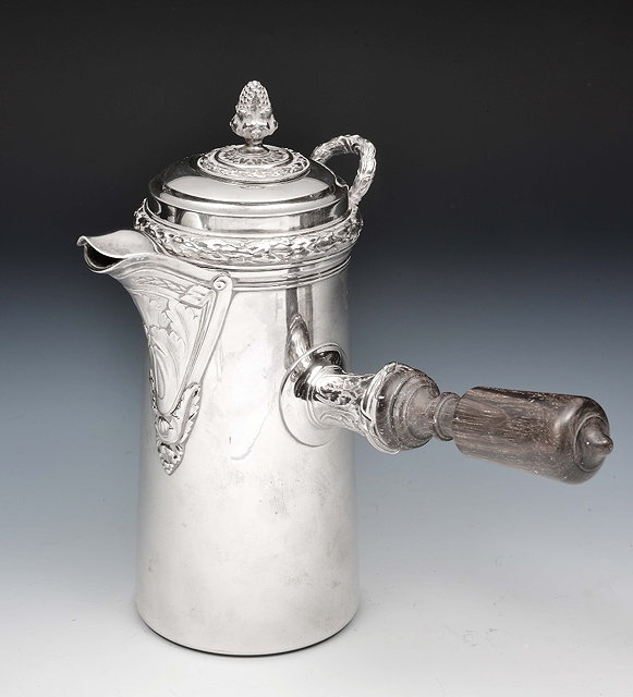 Appraisal: French silver chocolate potby Risler Carre of cylindrical form with