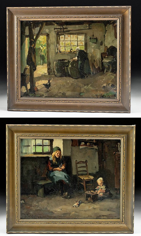 Appraisal: Framed Pair of th C Dutch Genre Painting - Peters