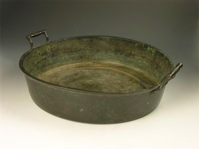 Appraisal: A th century bronzed jam preserve pan with reed and