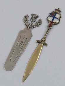 Appraisal: A silver book mark with thistle terminal by Sampson Mordan