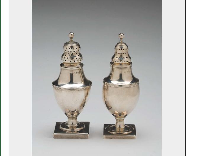 Appraisal: ASSEMBLED PAIR OF GEORGE III SILVER CASTERS LONDON - AND