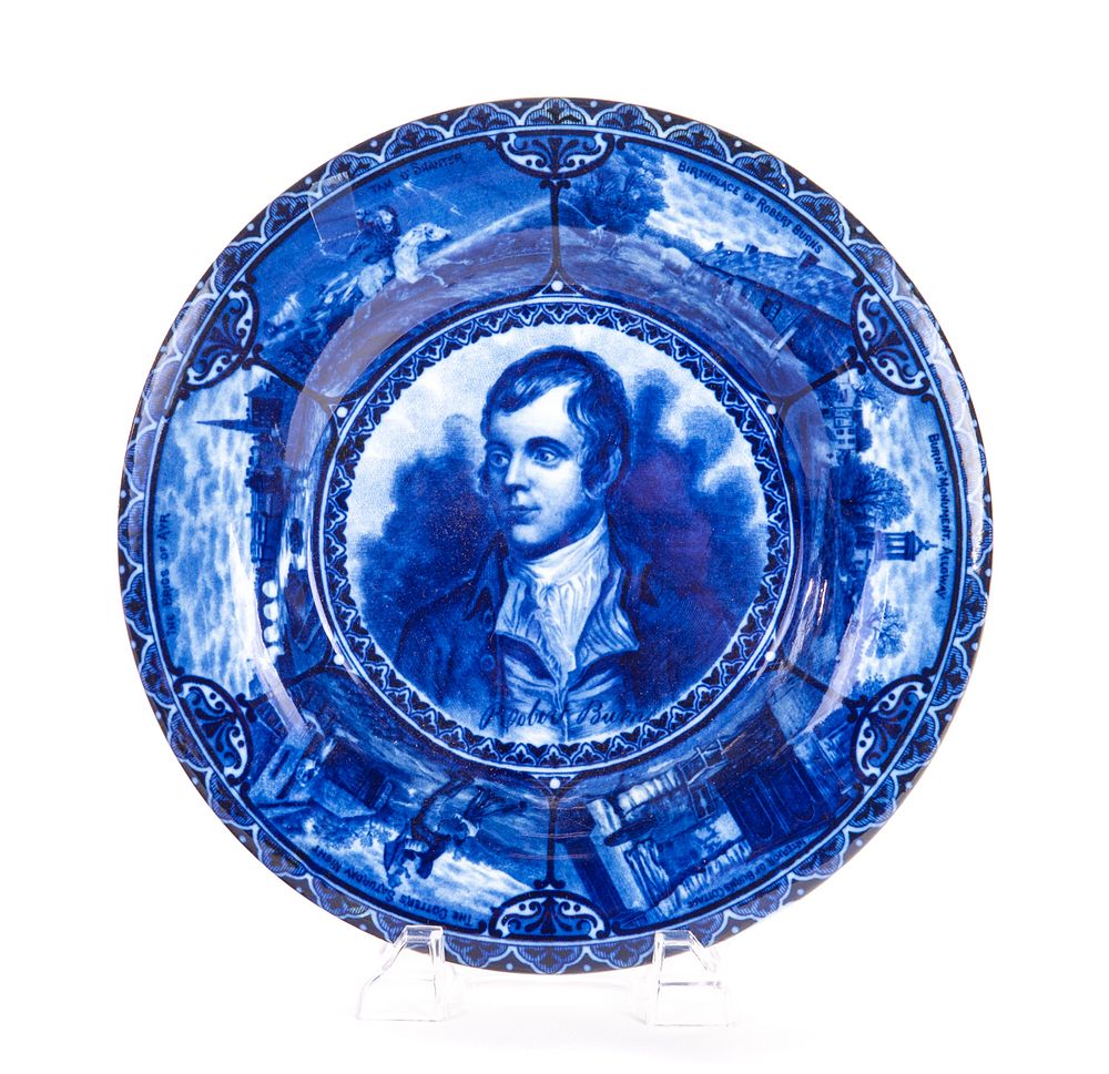 Appraisal: Historical Flow Blue Plate Robert Burns Historical Blue Plate Robert