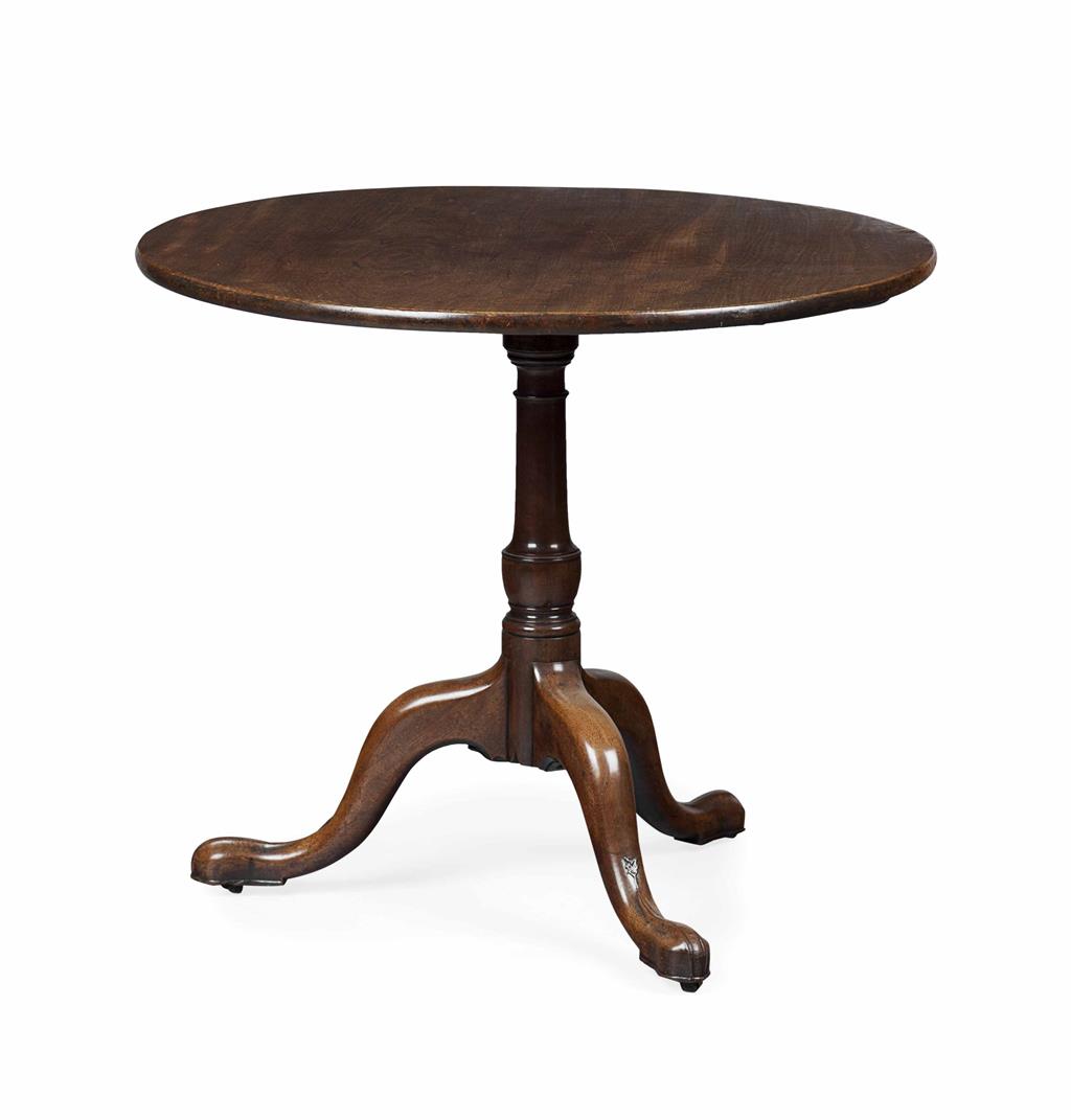 Appraisal: GEORGE III MAHOGANY TILT TOP TRIPOD TABLE TH CENTURY the