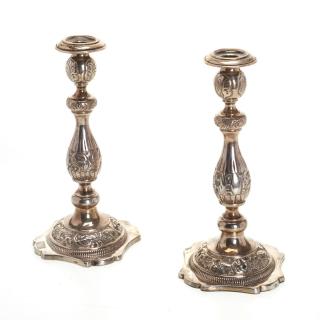 Appraisal: Nice pair Russian silver candlesticks Nice pair Russian silver candlesticks