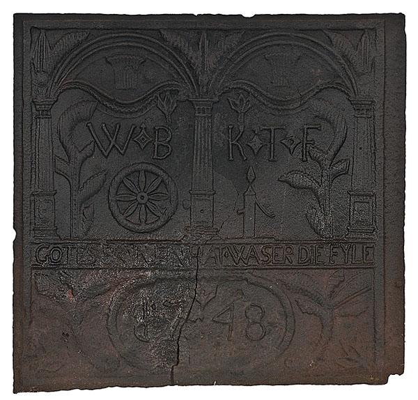 Appraisal: PENNSYLVANIA CAST IRON STOVE PLATE with the initials W B