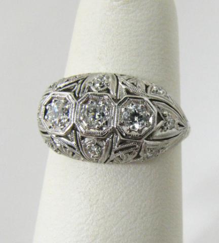 Appraisal: Estate lady's platinum diamond filigree deco style ring with diamonds