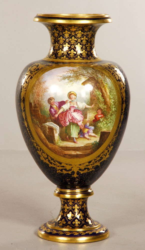 Appraisal: - th C Sevres Urn th century Sevres cobalt blue