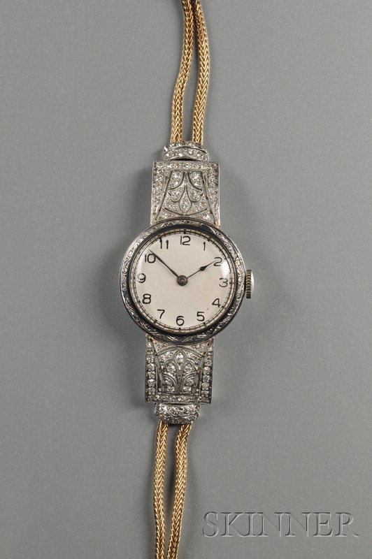 Appraisal: Lady's Art Deco Platinum and Diamond Wristwatch c Hodgson Kennard