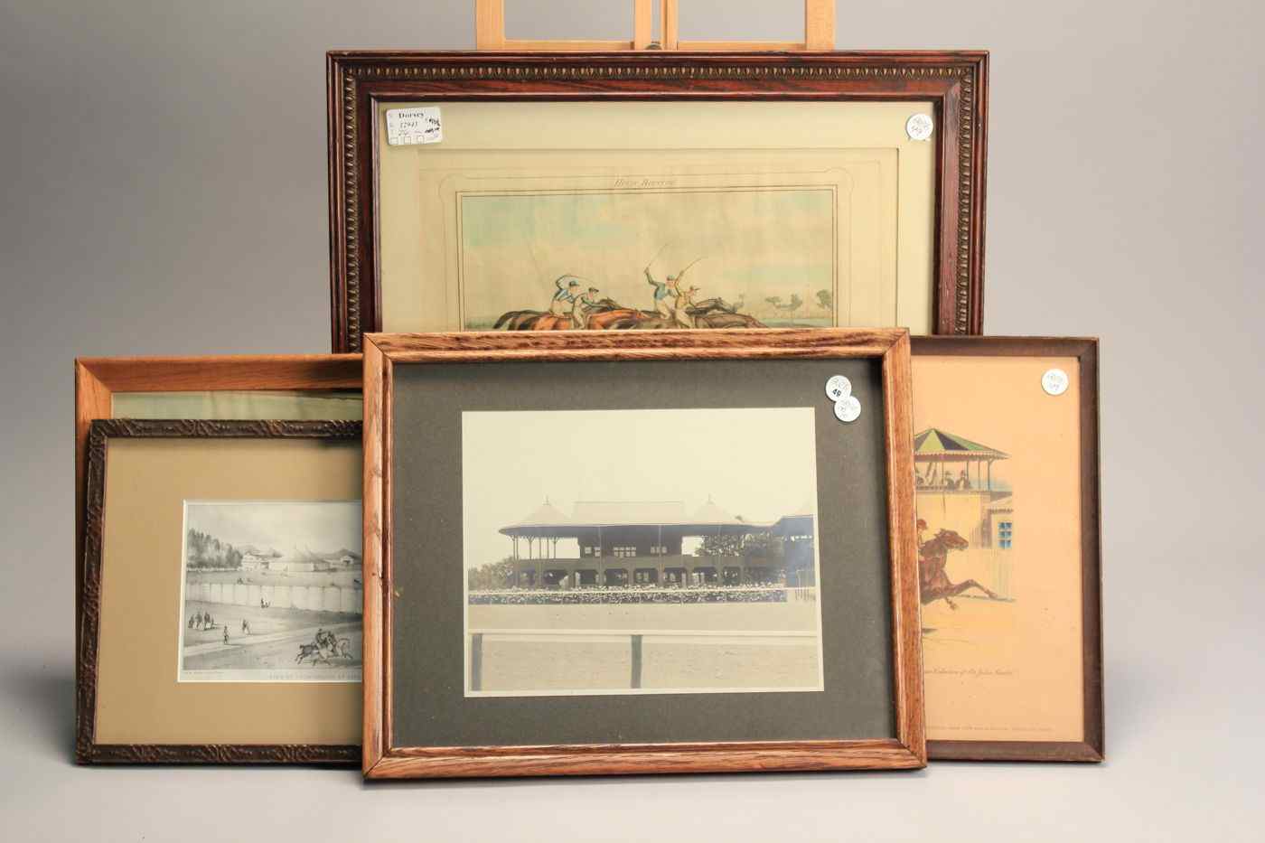 Appraisal: TEN FRAMED VIEWS OF SARATOGA HORSE RACING ETC Photograph of