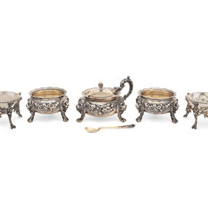 Appraisal: A Pair of English Silver-Gilt Footed Salt Cellars and Covered