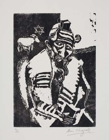 Appraisal: MARC CHAGALL Le Juif priant Woodcut on thin cream wove