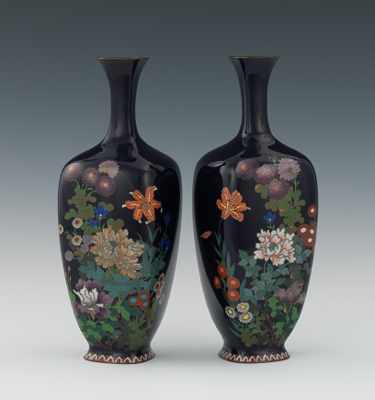 Appraisal: A Pair of Cloisonne Vases in the Style of Hayashi