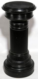 Appraisal: AN EARLY TH C EBONIZED WOOD PEDESTAL The short columnar