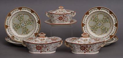 Appraisal: RIDGWAY TRANSFER-PRINTED AND POLYCHROMED IRONSTONE 'PERSIA' PATTERN PART DINNER SERVICE