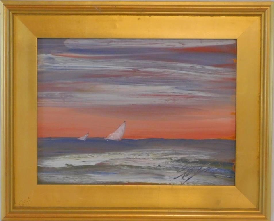 Appraisal: KEVIN DOYLE B MA OIL PAINTING ON BOARDdepicting sailboats Signed