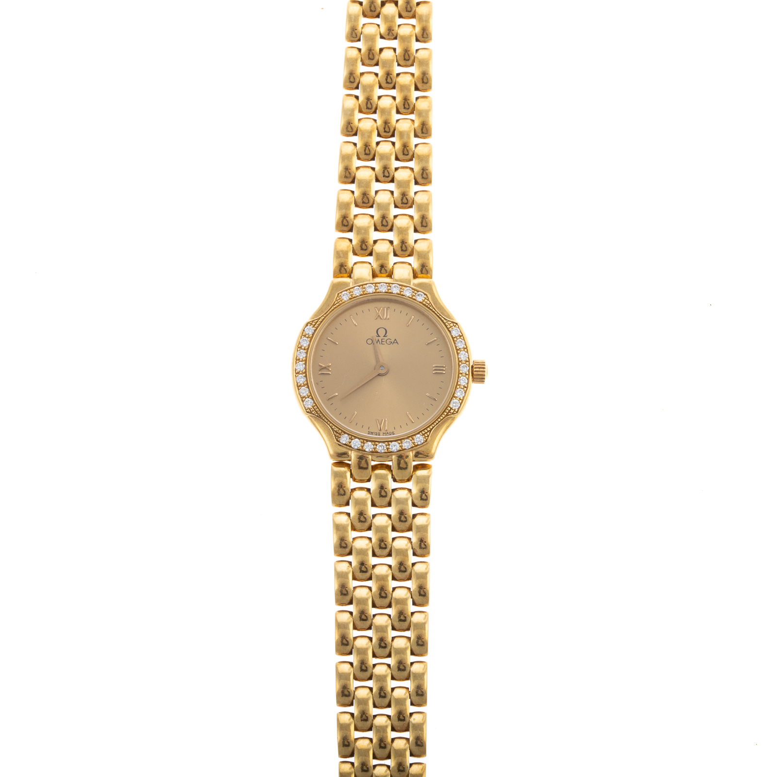 Appraisal: A DIAMOND OMEGA DEVILLE WRIST WATCH IN K K yellow