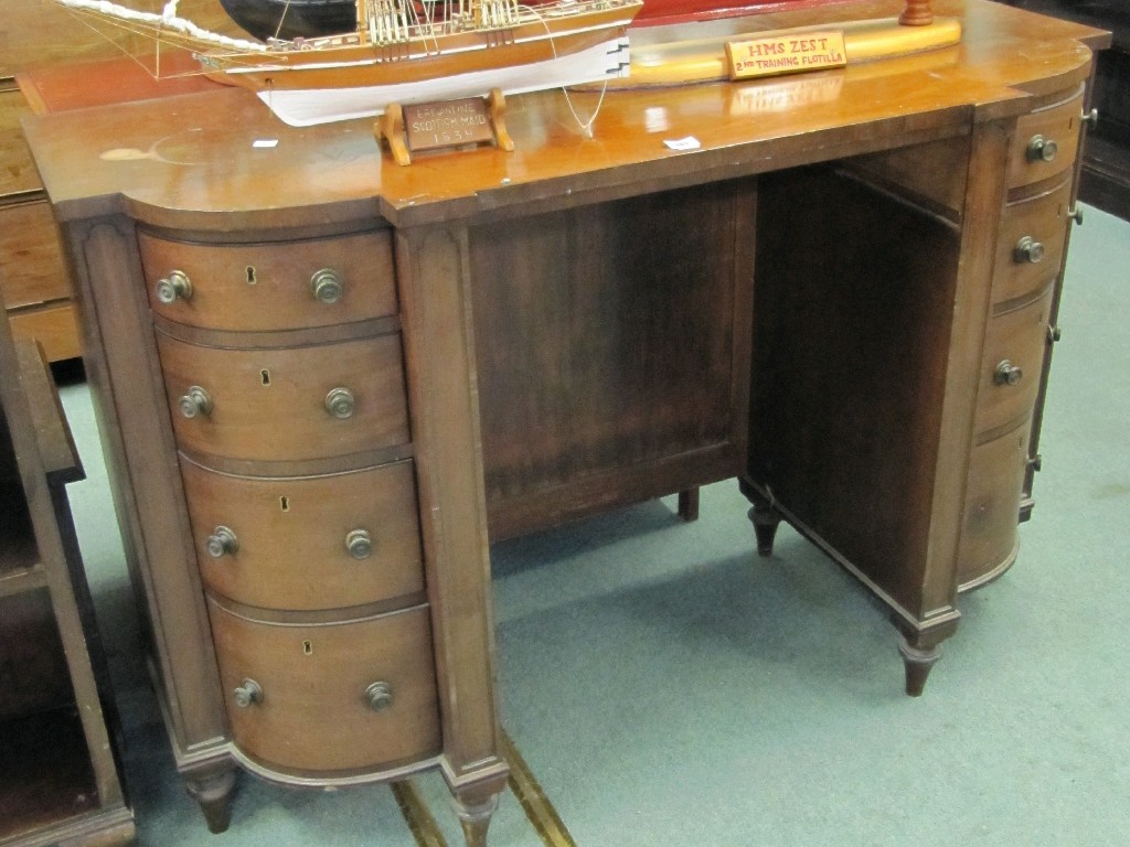 Appraisal: Georgian mahogany breakfront sideboard missing drawer