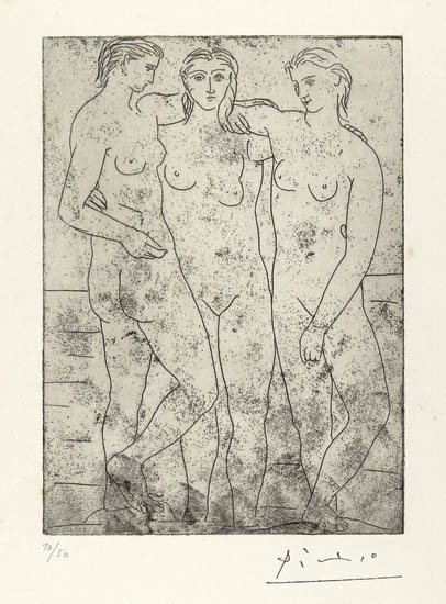 Appraisal: PABLO PICASSO Les trois Baigneuses II Etching - x mm