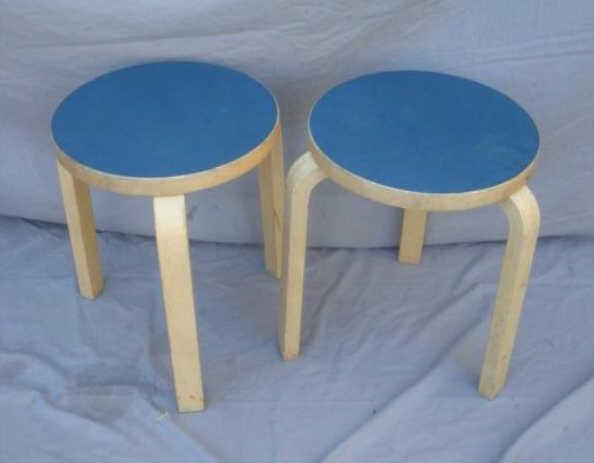 Appraisal: Pair Alvar Aalto Midcentury Stools From a Tarrytown location Dimensions